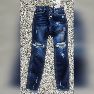 KanCan Dark Blue Distressed Skinny Jeans